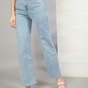 Women Wide Leg Jeans With Tie N Dye Detail