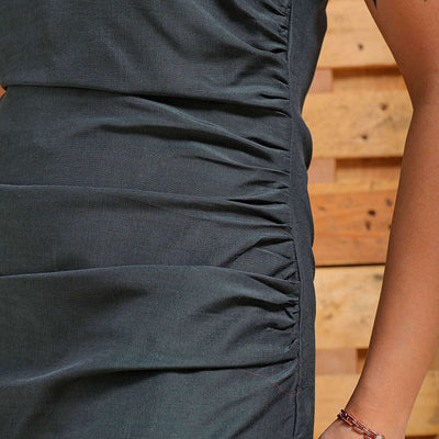 Women's Green Fitted Solid Casual Sheath Dress