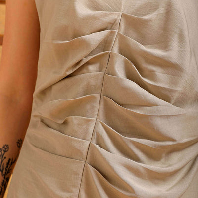 Women's Grey A Line Solid Casual Slip Dress