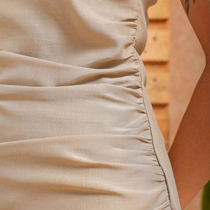 Women's Grey Fitted Solid Casual Sheath Dress