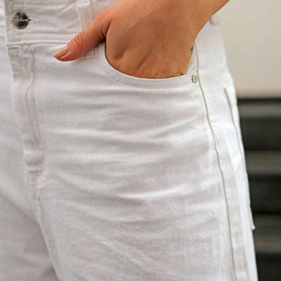 Women's White Solid Bootcut Jeans