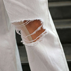 Women's White Solid Bootcut Jeans