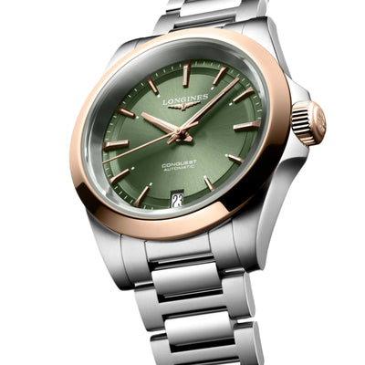Longines Conquest Sunray Green Dial Men 34mm