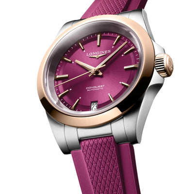 Longines Conquest Sunray Purple Dial Men 34mm