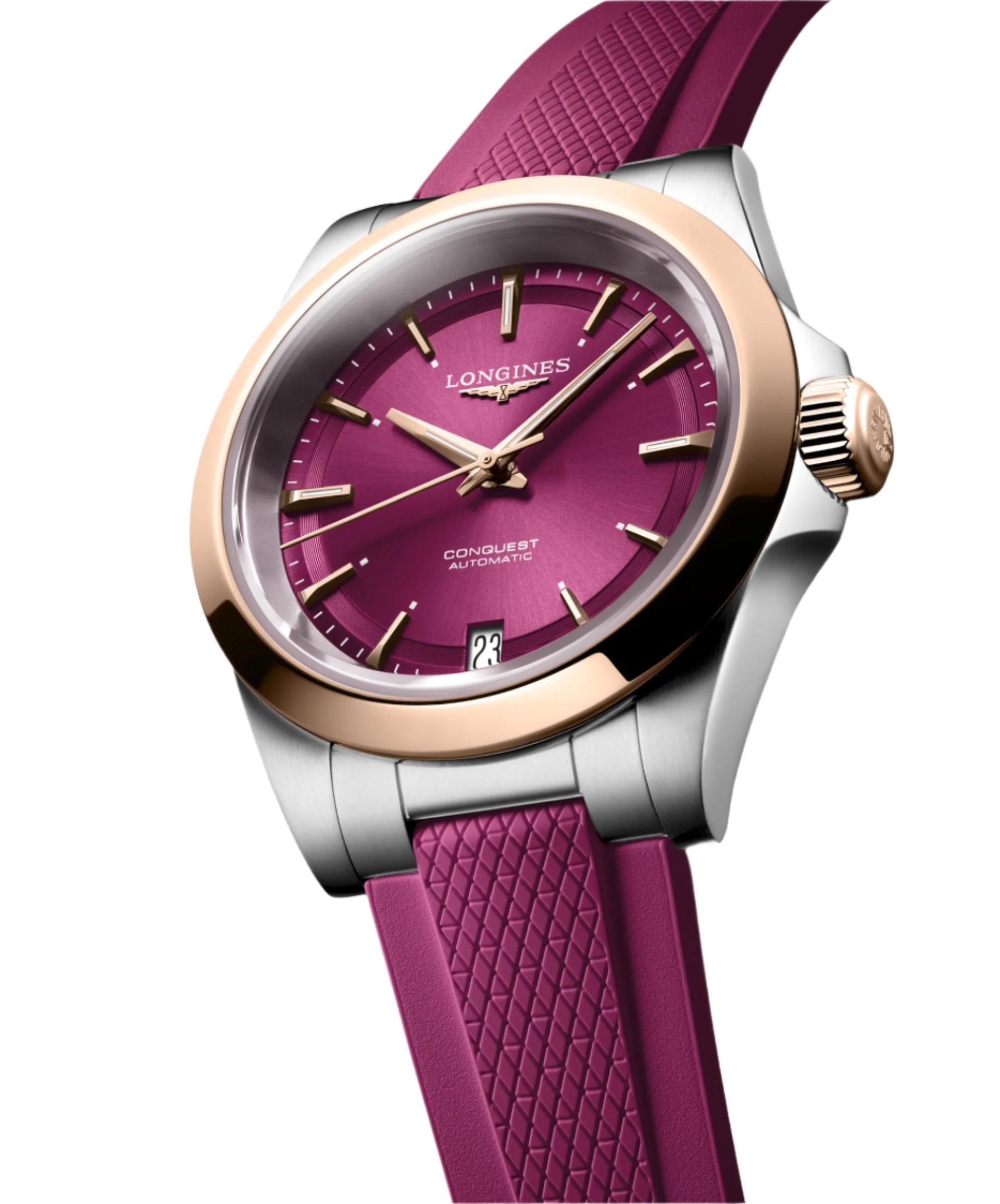 Longines Conquest Sunray Purple Dial Men 34mm