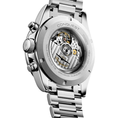 Longines Conquest Chronograph Silver Matt & Blue Dial Men 42mm