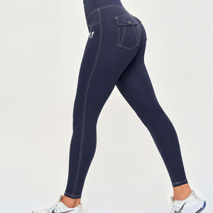 Contrast Stitching Leggings - Navy Blue