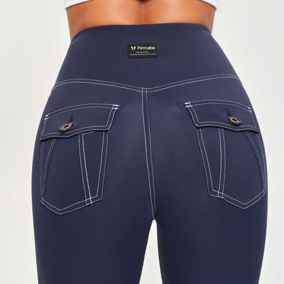Contrast Stitching Leggings - Navy Blue