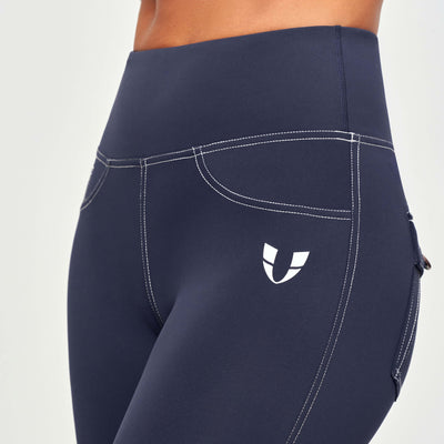 Contrast Stitching Leggings - Navy Blue