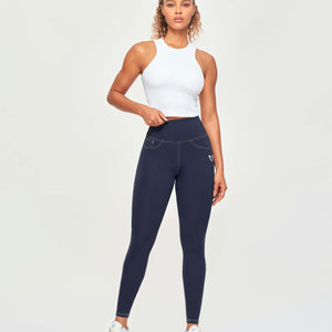 Contrast Stitching Leggings - Navy Blue