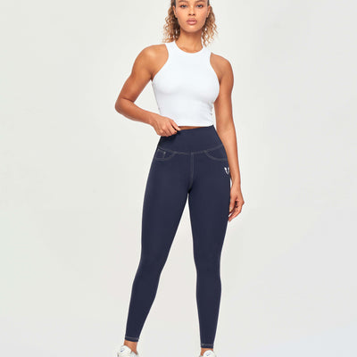 Contrast Stitching Leggings - Navy Blue