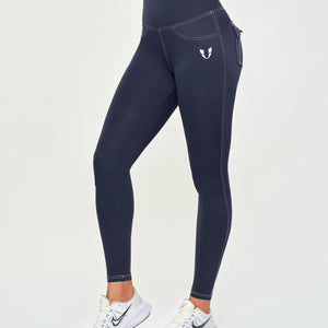 Contrast Stitching Leggings - Navy Blue