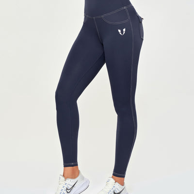 Contrast Stitching Leggings - Navy Blue