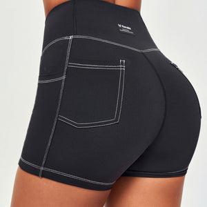 Contrast Stitching Shorts - Black