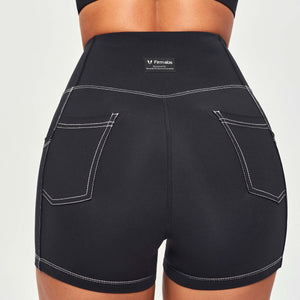 Contrast Stitching Shorts - Black