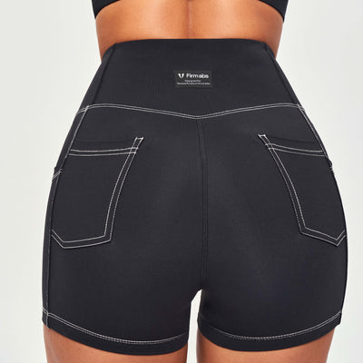 Contrast Stitching Shorts - Black