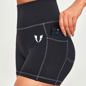 Contrast Stitching Shorts - Black