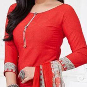 Coral Red Casual Wear Printed Leon Patiala Dress Material