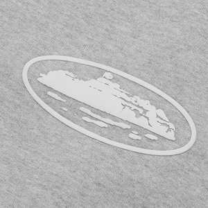Corteiz Island Puff Print Heather Grey Zip-Up Hoodie
