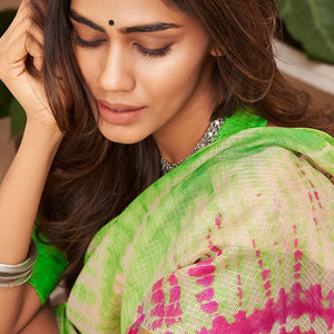 Multicolor Leheriya Printed Saree