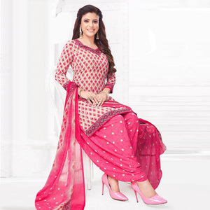Cream And Wine Patiala Crepe Dress Material Pack Of 2