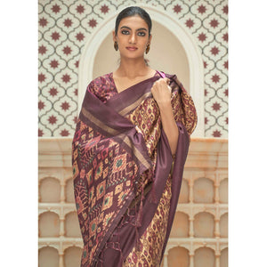 Cream Casual Wear Digital Printed Assam Silk Saree