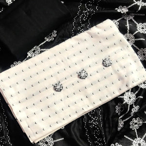 Cream Casual Wear Embroidered Cotton Dress Material