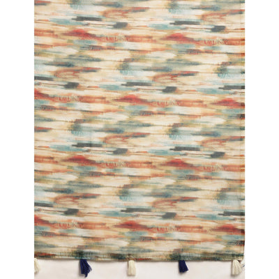 Cream Casual Wear Floral Printed Cotton Blend Saree With Tassels