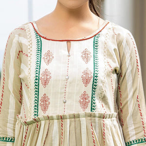 Cream Casual Wear Printed Cotton Top