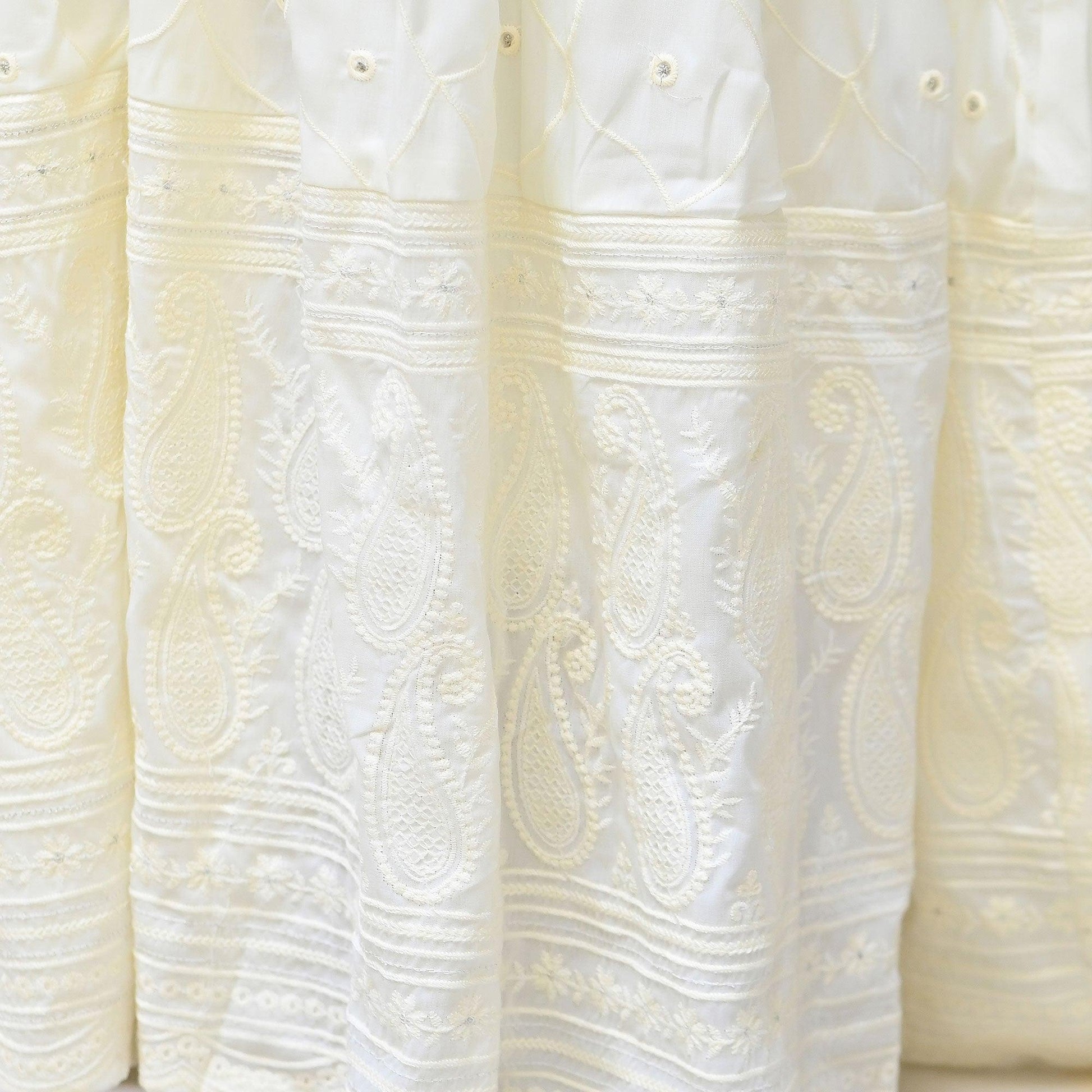 Cream Chikankari Embroidered Georgette Gown