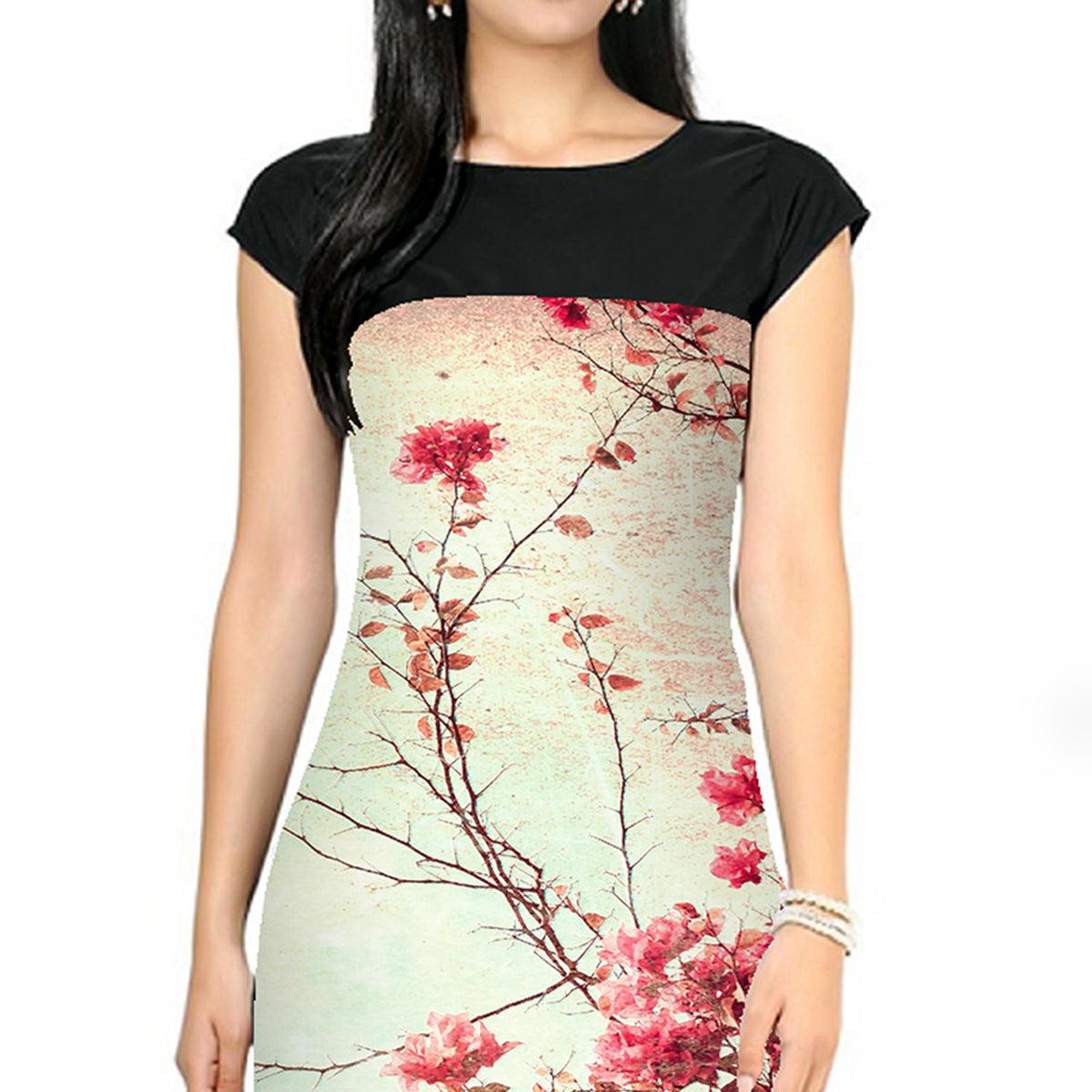 Cream Colored Casual Floral Print Kurti