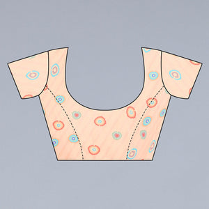 Cream Digital Printed Dola Silk Saree