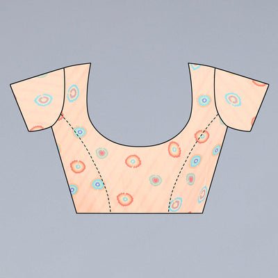 Cream Digital Printed Dola Silk Saree