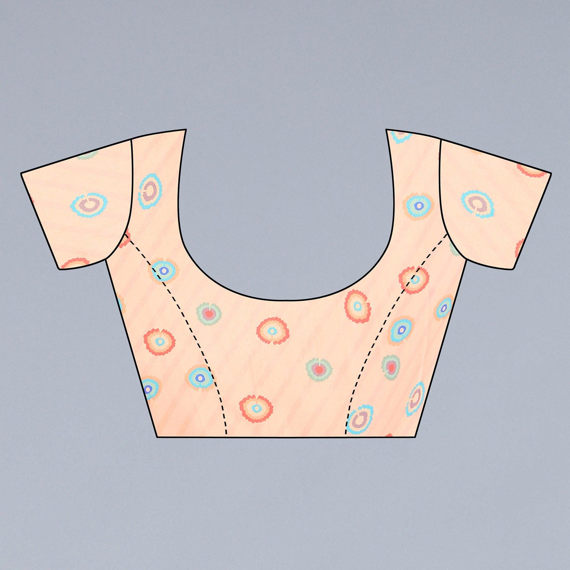 Cream Digital Printed Dola Silk Saree