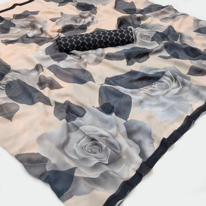 Cream Digital Printed Georgette Saree