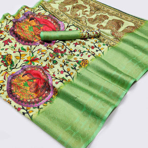 Cream Digital Printed Khaadi Saree