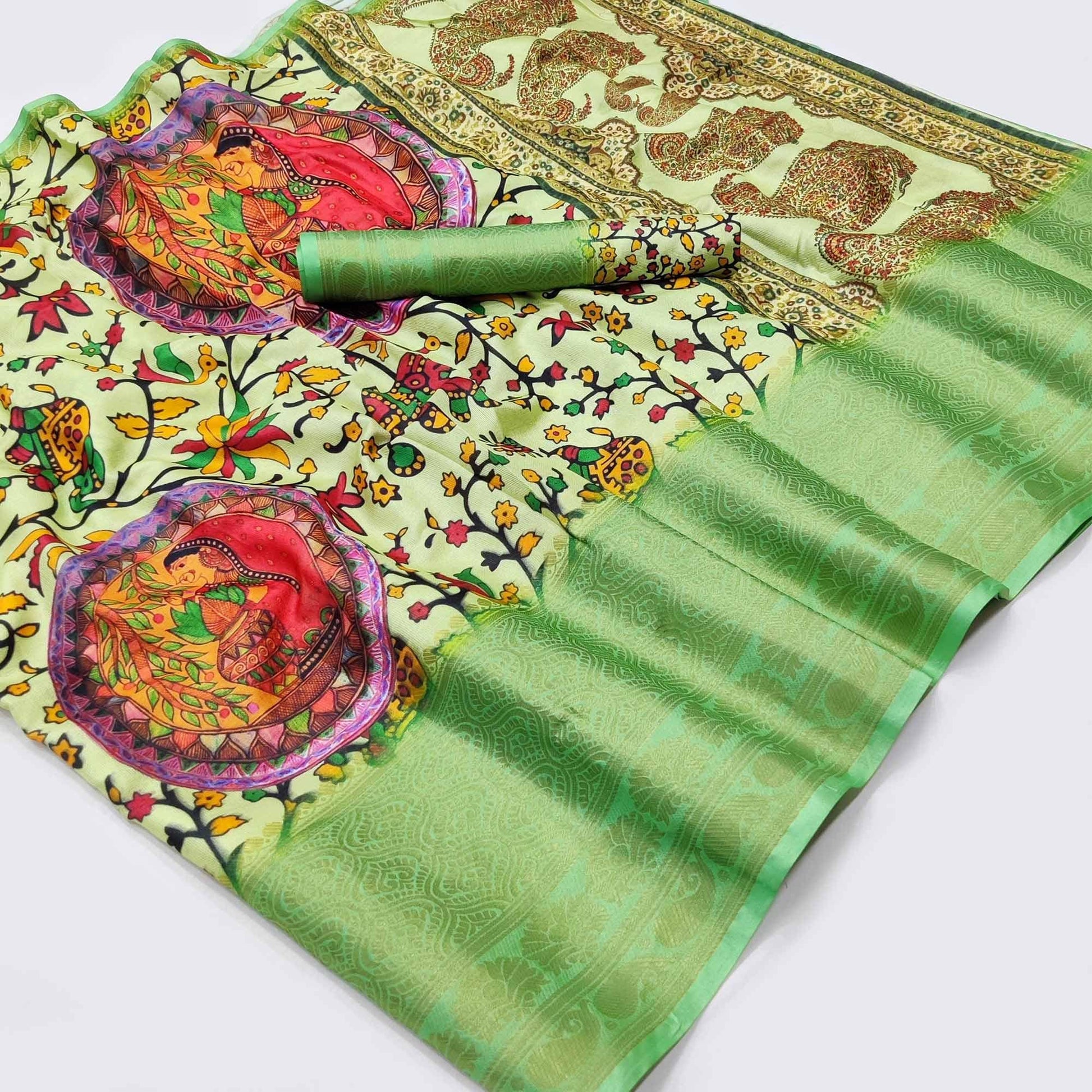 Cream Digital Printed Khaadi Saree