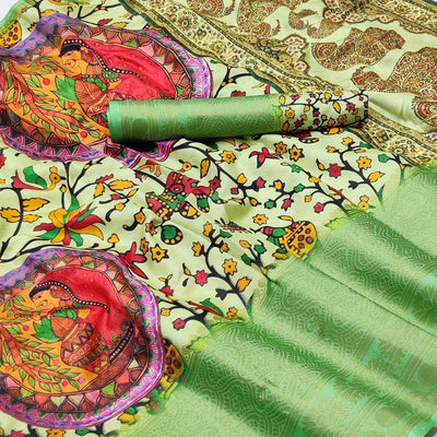 Cream Digital Printed Khaadi Saree