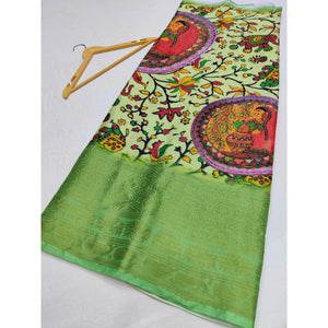 Cream Digital Printed Khaadi Saree