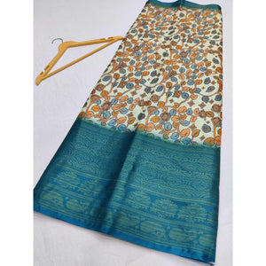 Cream Digital Printed Khaadi Saree