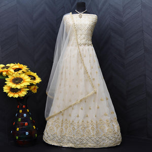 Cream Embroidered Georgette Gown