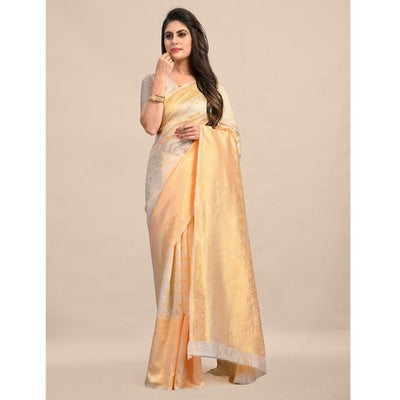 Cream Festive Wear Rich Woven Border Soft Banarasi Silk Saree
