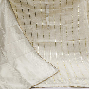 Cream Festive Wear Sequins Embroidered Modal Dress Material