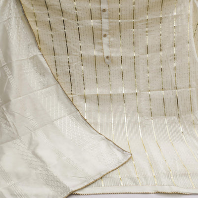 Cream Festive Wear Sequins Embroidered Modal Dress Material