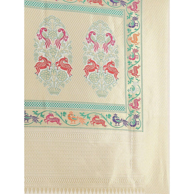 Cream Festive Wear Woven Kanjivaram Silk Saree