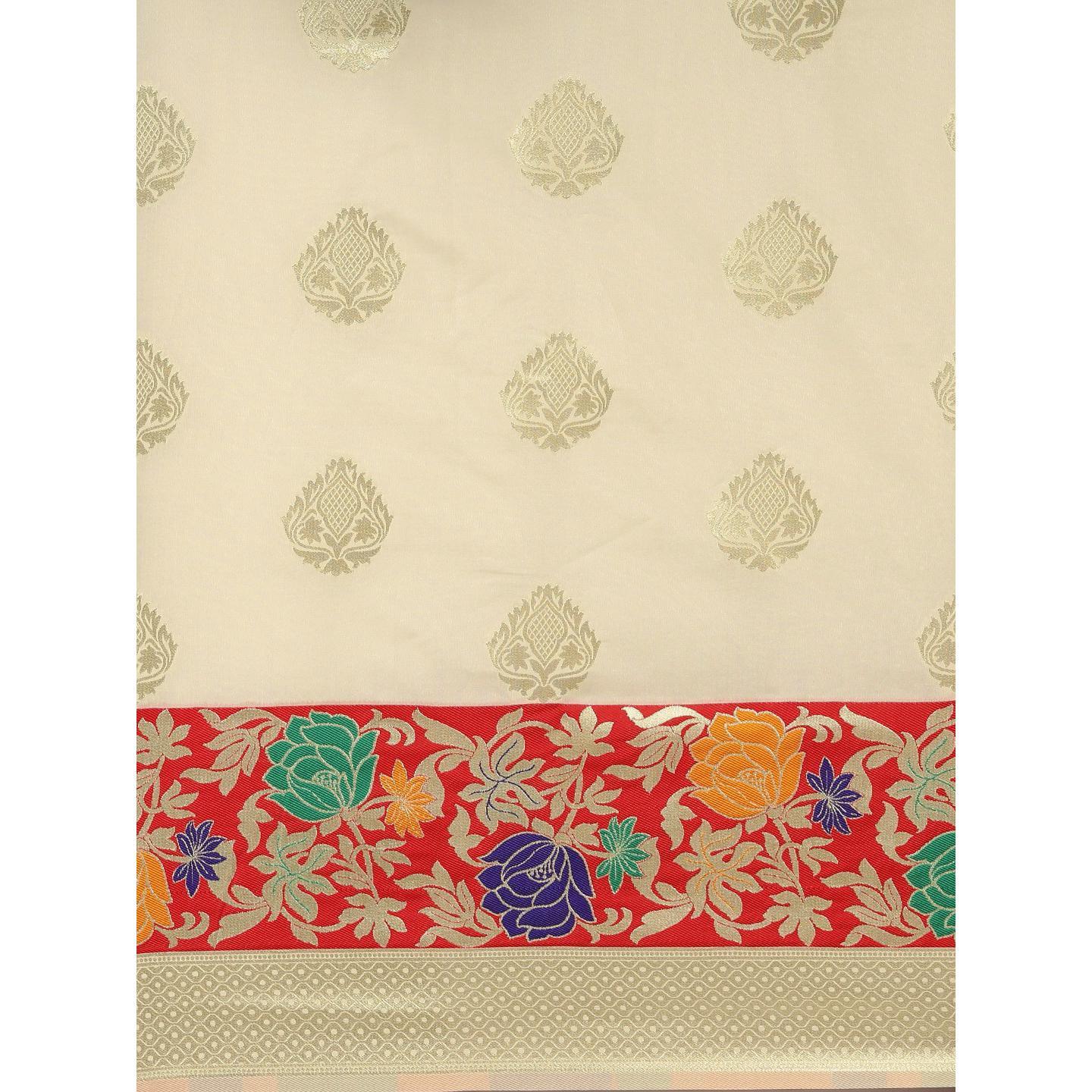 Cream Festive Wear Woven Kanjivaram Silk Saree