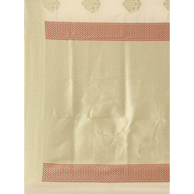 Cream Festive Wear Woven Kanjivaram Silk Saree