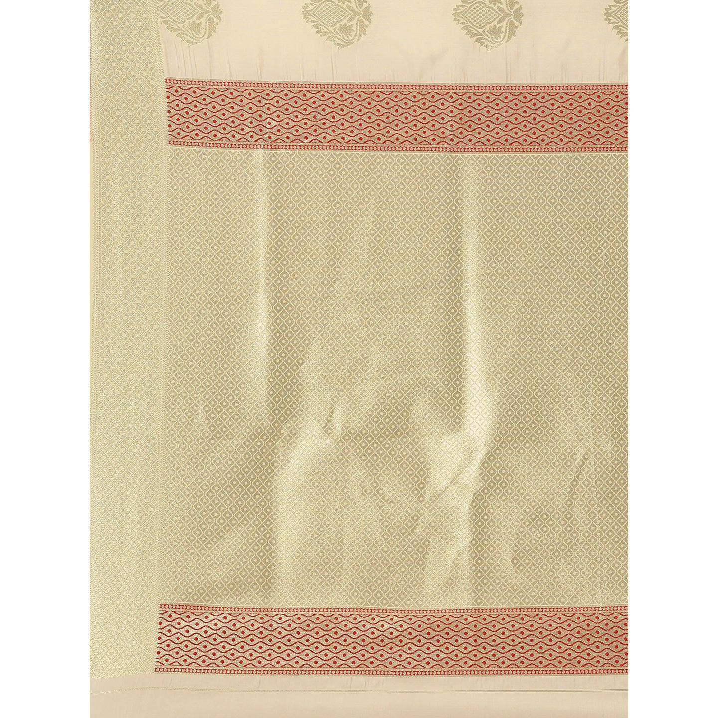 Cream Festive Wear Woven Kanjivaram Silk Saree