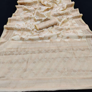 Cream Festive Wear Zari Woven Art Silk Saree