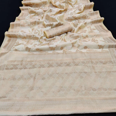 Cream Festive Wear Zari Woven Art Silk Saree